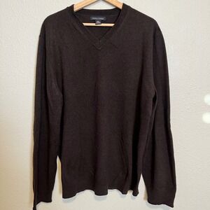 Banana Republic Mens V Neck Lambswool Cashmere‎ Dark Brown Sweater XL